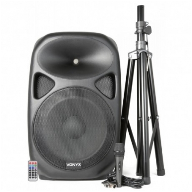 Vonyx SPS152 Active Speaker 15" SD/USB/MP3/BT with Stand